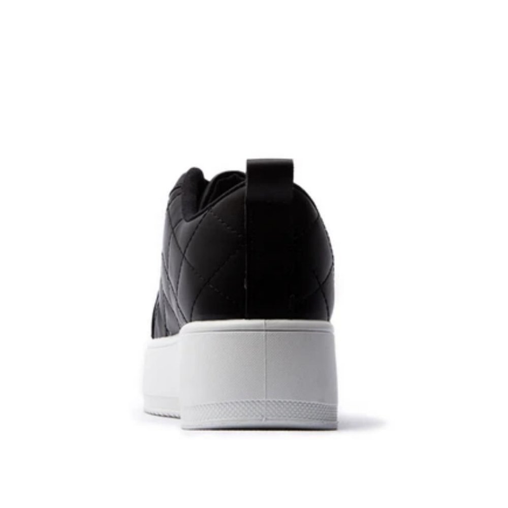 !! NEW !! Black Quilted Vegan Leather Platform Sneakers - Picture 7 of 9